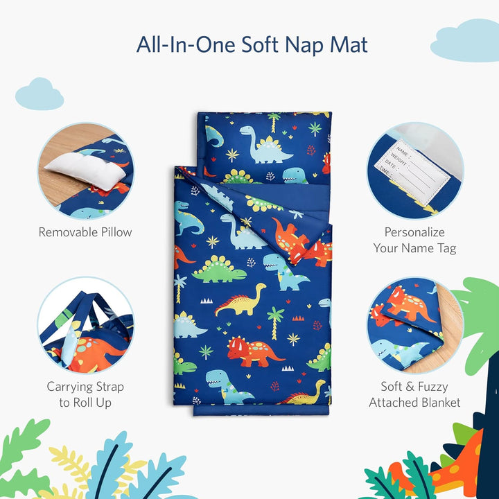 Extra Large Toddler Nap Mat by , Toddler Sleeping Bag with Removable Pillow, Measures 53 X 21 X 1.5 Inches, Sleeping Mat, Ideal for Daycare and Preschool Kindergarten