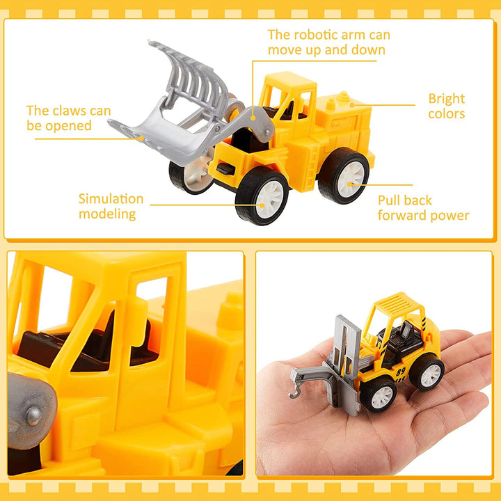 12 Pcs Construction Engineering Trucks Small Digger Truck Toys Pull Back Vehicles Mini Excavator Toys Car Set for Kids Birthday Party Favors Boys Girls Gifts Cake Stocking Stuffers