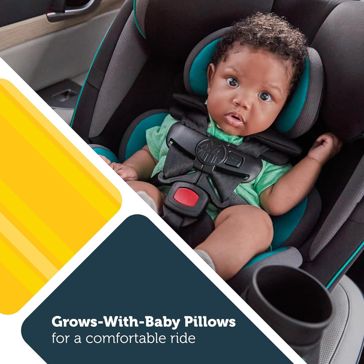 Grow and Go All-In-One Slim Convertible Car Seat, Rear Facing, 5-40 Lbs, Forward Facing (30–65 Lbs), High Back Booster Seat 40-100 Pounds, Alaskan Blue