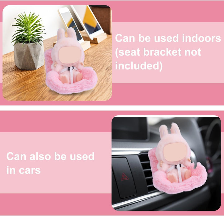 Car Seat for Dolls, Cute Safety Have a Seat with Soft Furry Cushion Pink Sofa Car Air Vents Clip Desktop Decor Chair to Display Doll Toy Ornaments Decorations Accessories