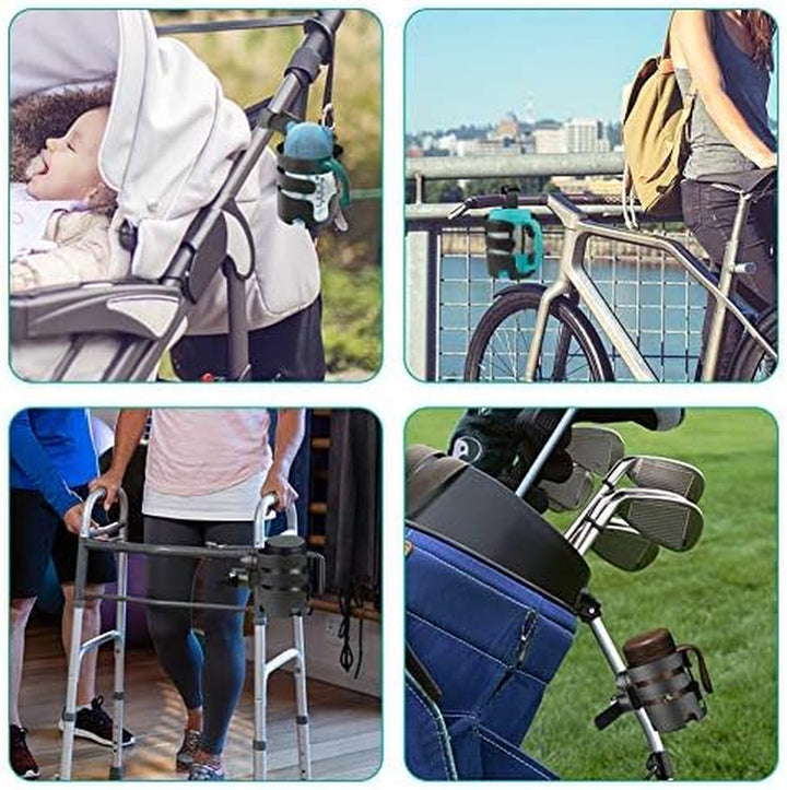 Stroller Cup Holder with Adjustable Strap, 360 Degree Rotatable Universal Cup Holder for Uppababy, Nuna, Doona Stroller, Drinks Holder for Wheelchair, Walker, Rollator