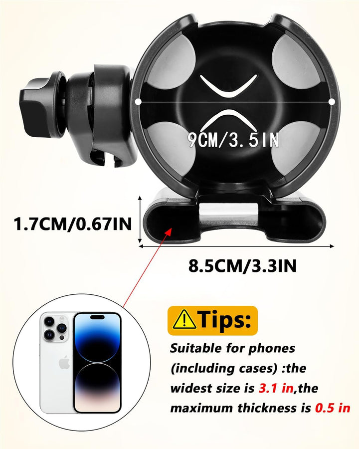 Universal Stroller Cup Holder with Mobile Phone Case, 2-In-1 Strollers Storage Rack, 360 Degrees Rotation Drink Holder for Bike, Pushchair, Wheelchair, Walker,Bicycle, Fits Most Cups