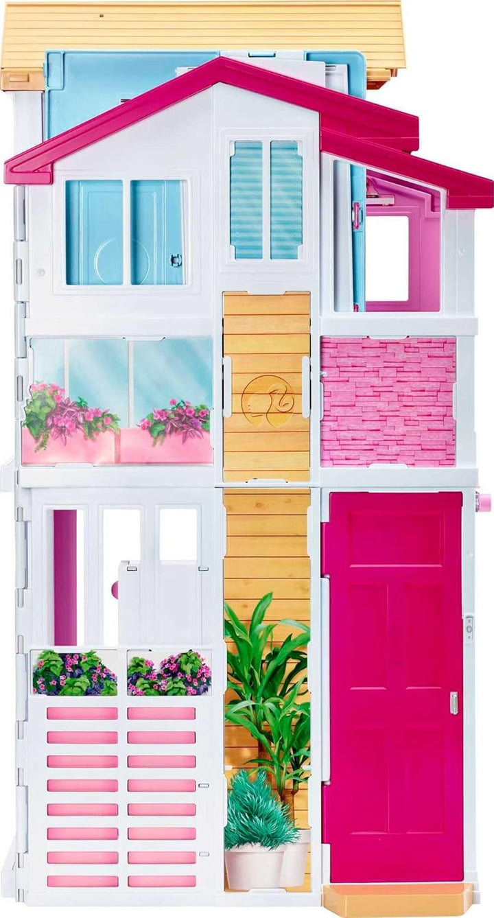 Doll House Playset, 3-Story Townhouse with 4 Rooms & Rooftop Lounge, Furniture & Accessories Including Swinging Chair (Amazon Exclusive)