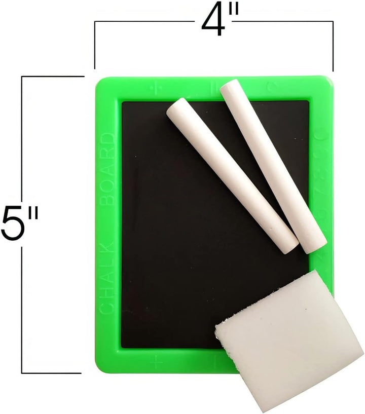 Neon Chalkboard Set for Kids - 12 Kits - 1 Mini Chalk Board, 2 Chalk Sticks, and 1 Eraser per Kit - Art Birthday Party Favors for Boys and Girls, Unique Stationery Goodie Bag Fillers
