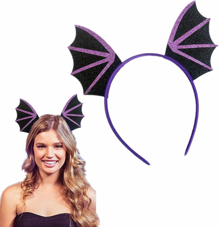 Purple Bat Headband Halloween Party Hair Accessory Cute and Funny Decoration Suitable for Makeup Parties
