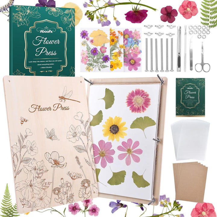 Flower Press Kit, Craft Kits 11"X11" 10 Layers Wooden Flower Pressing Kit for Crafts Pressed Flowers and Plant for DIY Art, Preservation for Bookmark Frame Wedding Flower Drying