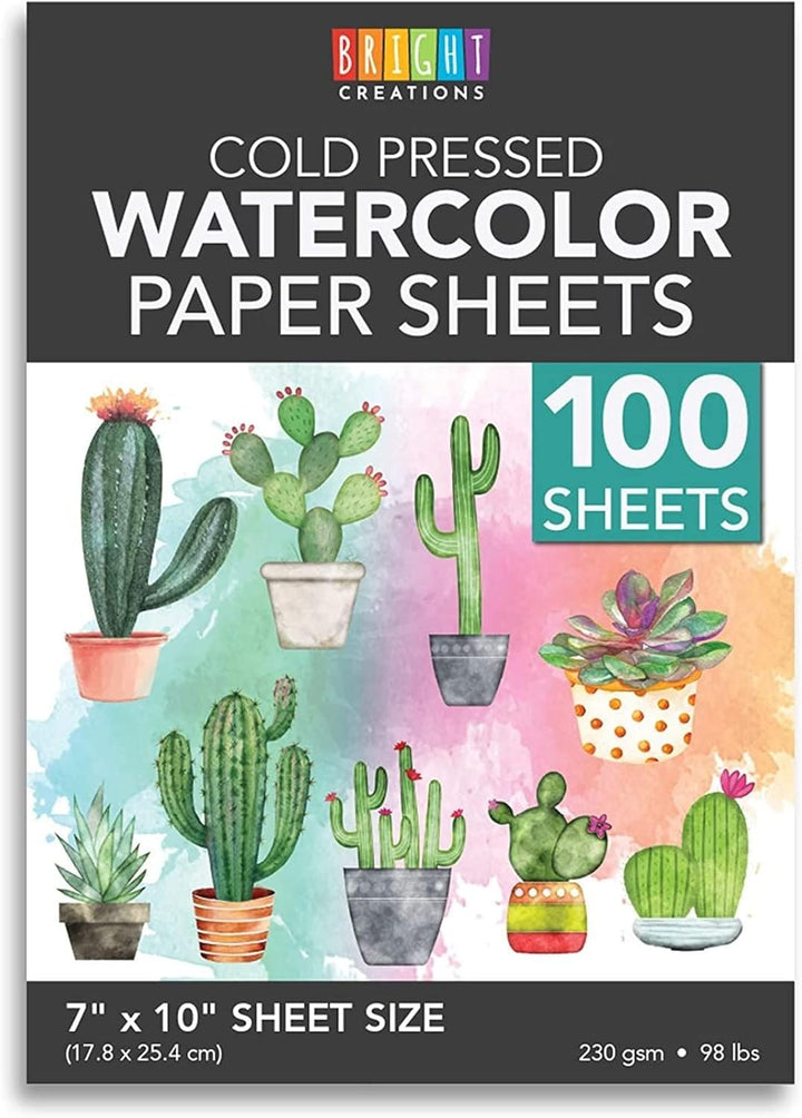 100 Sheets Cold Press Watercolor Paper for Artists and Beginners - 8.5 X 11 in Pack, Paint Paper for Watercolor