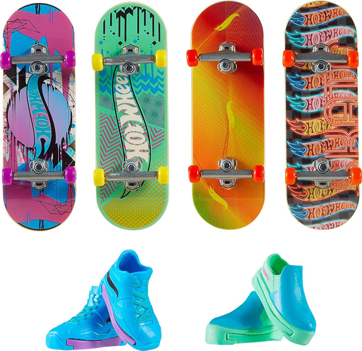 Skate Tony Hawk Fingerboard & Removable Skate Shoes Multipack, 4 Fully Assembled Boards, 2 Pairs of Skate Shoes, 1 Exclusive Set (Styles May Vary)