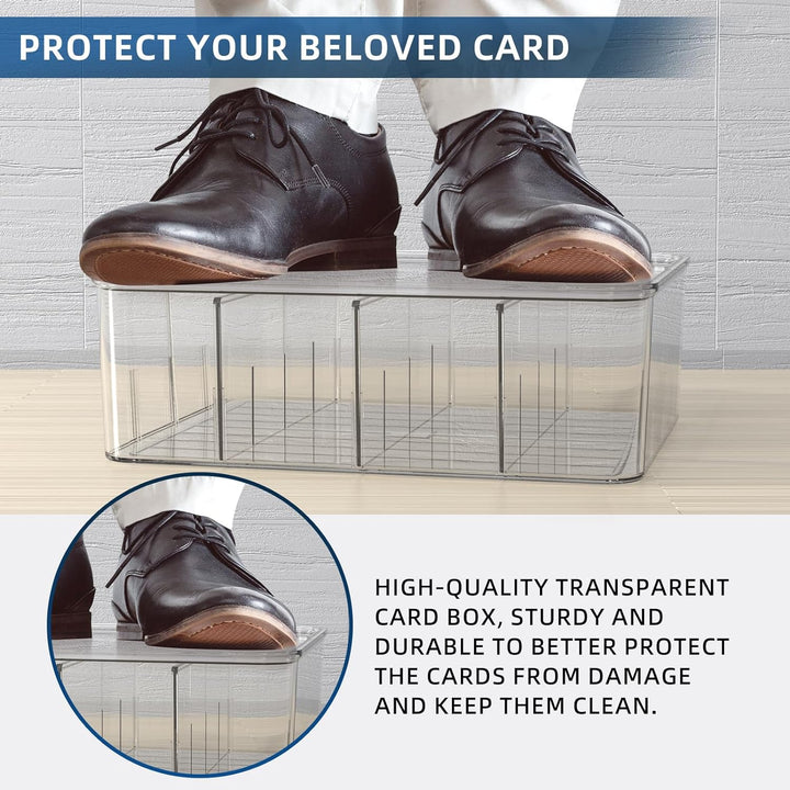 Transparent Trading Card Storage Box-Holds 2000+ Loose Cards-Plastic Card Deck Box for Baseball Cards/For Toploaders/For Graded Card/For Mtg/For Magnetic Card Etc.