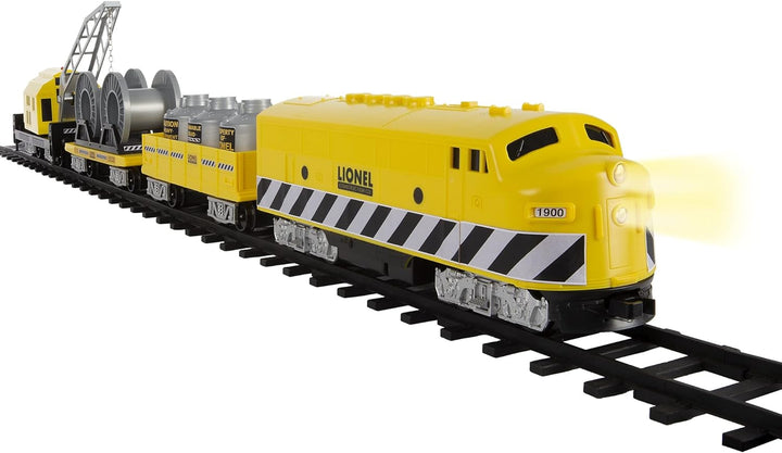 Battery-Operated Construction Toy Train Set with Locomotive, Train Cars, Track & Remote with Authentic Train Sounds, & Lights for Kids 4+