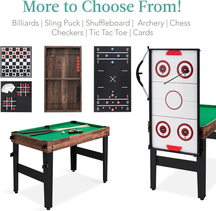 13-In-1 Combo Game Table Set for Home, Game Room, Friends & Family W/Ping Pong, Foosball, Basketball, Air Hockey, Archery, Chess, Checkers, Shuffleboard, Bowling