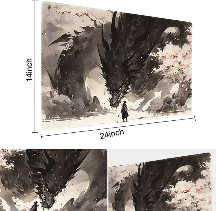 MTG Playmat Size 24X14In Free Storage Bags Non-Slip Backing, Ideal for Card Game Enthusiasts TCG Playmat (Shadow Dragon-No Deck)