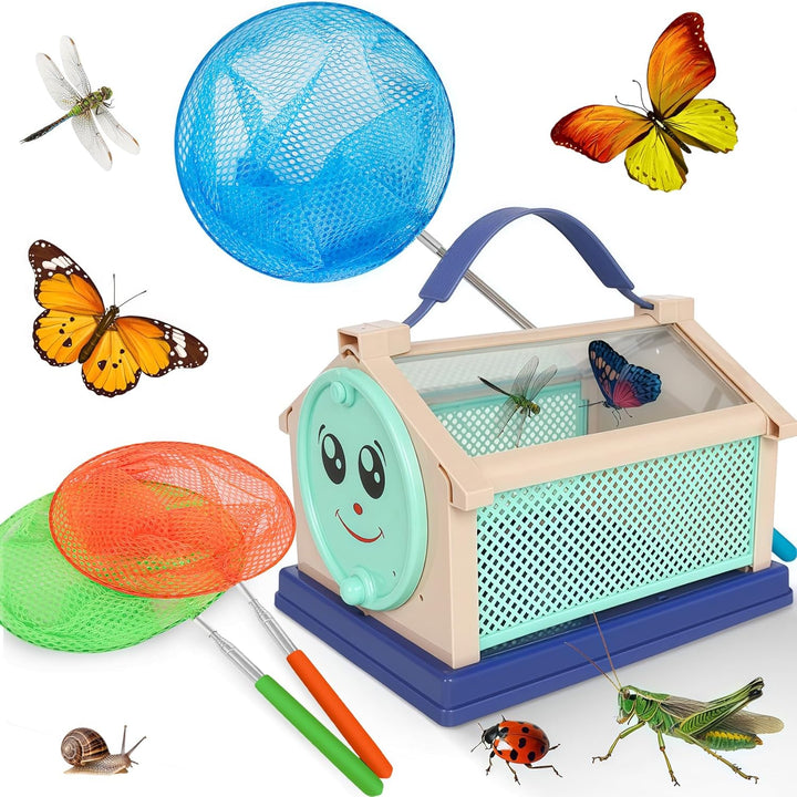 Kids Telescopic Butterfly Fishing Nets for Kids Catching Insect Net Outdoor Tools for Catching Bugs Fish Insect Ladybird, Extendable 34 Inches and anti Slip Grip