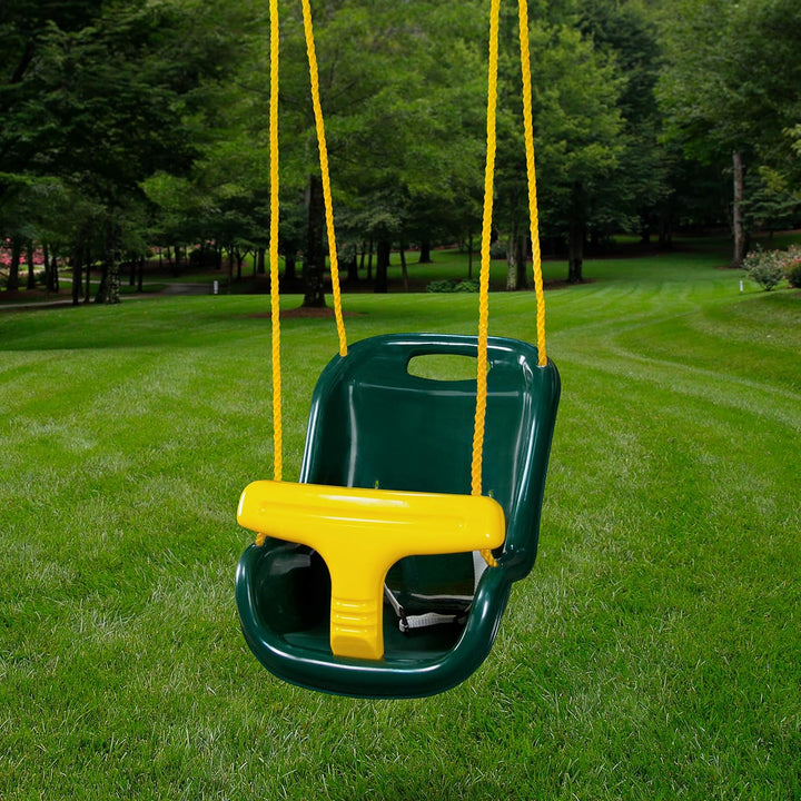 WS 4001-G Plastic Infant Swing with Nylon Rope Swing Set Attachment, Green W/Yellow