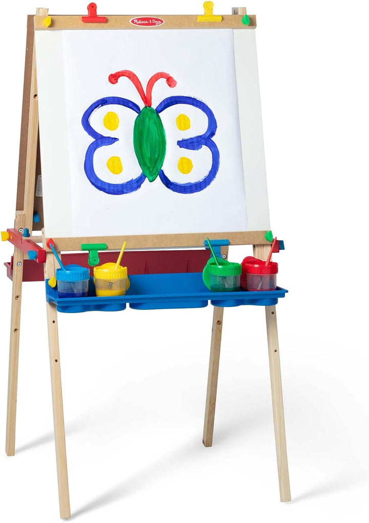 Deluxe Standing Art Easel - Dry-Erase Board, Chalkboard, Paper Roller - FSC Certified