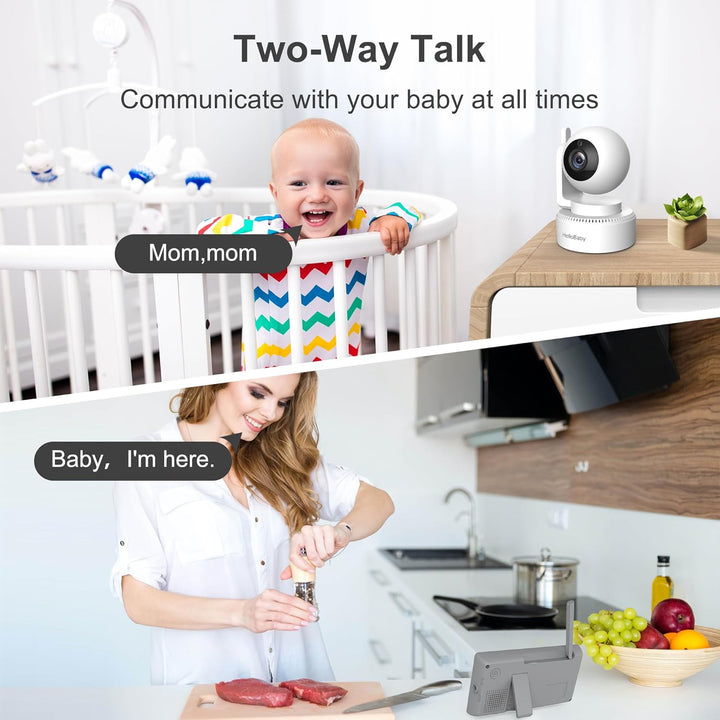 4.3'' Video Baby Monitor with 30 Hours Battery, Remote Pan-Tilt-Zoom Baby Monitor No Wifi, Baby Monitor with Camera and Audio, Night Vision, ECO Mode, Two-Way Talk, 8 Lullabies, 1000Ft Range
