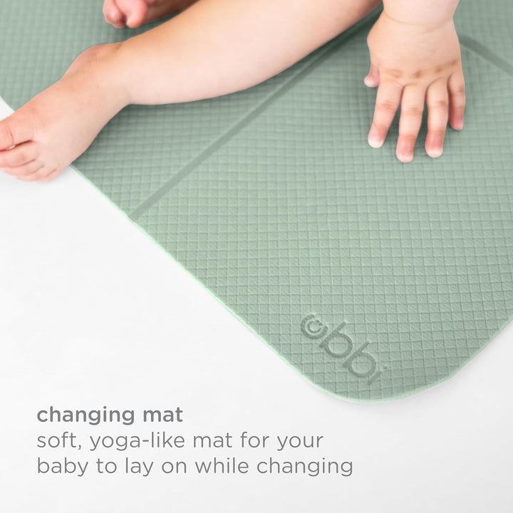 On-The-Go Diaper Changing Baby Mat, Soft and Comfortable Diaper Bag Accessory Must Have for Newborns, Easy to Clean, Portable Folding Pad, Baby Traveling Accessories, Sage Green