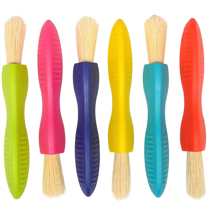 Triangle Grip Toddler Paintbrush Set - Set of 6 - Easy-Grip Art Supplies - Thick Paint Brushes for Toddler Art - Art Supplies for Toddlers 1-3