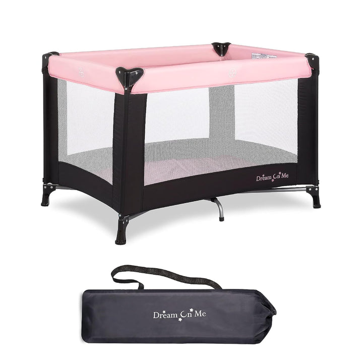 Nest Portable Playard in Black with Carrybag an Shoulder Strap, Lightweight, Packable and Easy Setup Baby Playard, Breathable Mesh Sides and Soft Fabric - Comes with a Removable Padded Mat