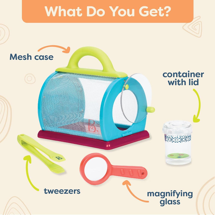 – Bug Bungalow Insect Catching Kit with Mesh Case, Magnifying Container, Tweezers & Magnifier – Educational Outdoor Toys for Toddlers – Nature Exploration Set for 3+ Years