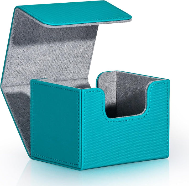 Card Deck Box for Trading Cards, MTG Commander Deck Box Holds 120+ Single Sleeved Cards, Leather Magnetic Card Storage Box Fits for TCG CCG Magic Cards (Black)