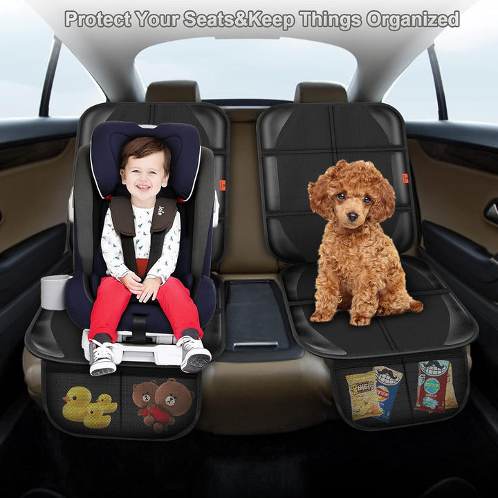 Car Seat Protector,Auto Car Seat Protectors Baby Carseat Waterproof & Durable 600D Fabric for Child Baby Car Seat Mat Vehicle Pet Cover 2 Storage Pockets (2 Pack)