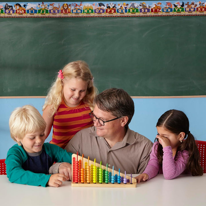 Add & Subtract Abacus - Educational Toy with 55 Colorful Beads and Sturdy Wooden Construction