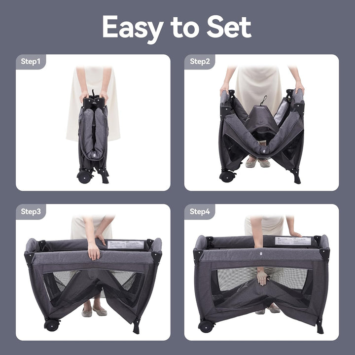 Portable Playpen Foldable Playard for Baby and Toddler Mattress, Changing Table for Newborn Portable Playard