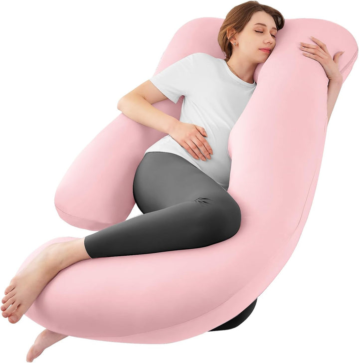 Pregnancy Pillows for Sleeping, U Shaped Cooling Full Body Pillow with Removable Cover, Pregnant Women Must Haves, Maternity Essential, Light Grey