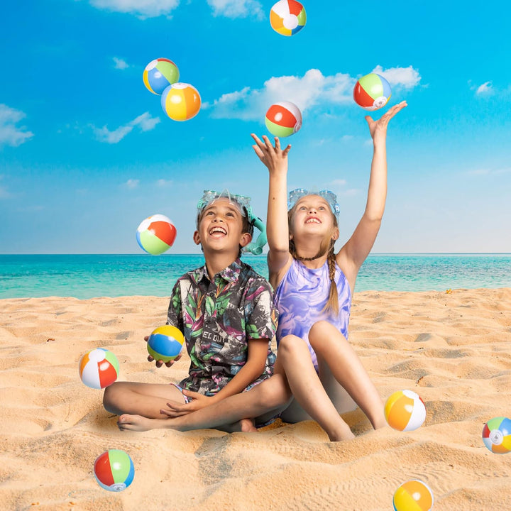 Mini Beach Balls Bulk Pack - 6 Inch Inflatable Rainbow Beach Balls for Kids - Ideal Pool Toys, Centerpieces for Tables, Lake Toys, Theme Party Decorations - 25 Pack