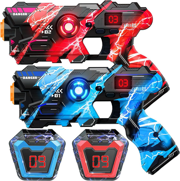 Laser Tag Guns Set of 2 with Digital LED Score Display Vests Laser Tag Inoor Outdoor Toys for Kids Ages 8 9 10 11 12+ Boys Girls Children Teens Adults Birthday Gifts Toys Christmas Blue/Red