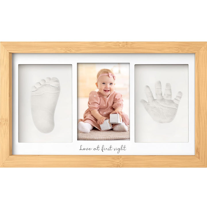 Baby Hand and Footprint Kit - Clay Handprint Keepsake Frame, Newborn Nursery Picture Frame, Personalized New Mom Gifts for Baby Shower & Registry (Alpine White)