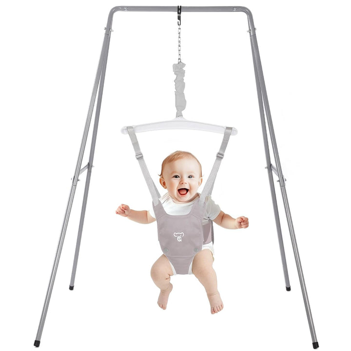 Baby Jumper with Stand, Baby Jumpers and Bouncers, Baby Exerciser Suitable for 6-24 Months, Easy to Assemble & Store Jumper for Baby (Pink)