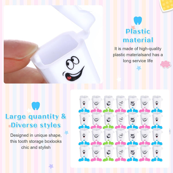 30 Pcs Teeth Storage Box Lovely Baby Milk Tooth Organizer Container Teeth Saver save Box with Expression Case Gift for Kids Child Keepsake Children