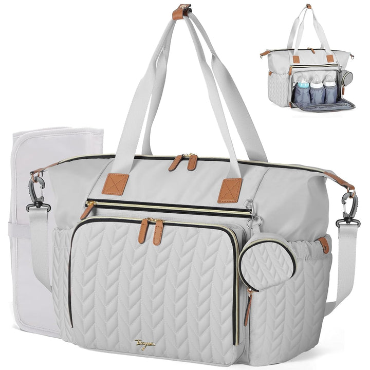 Diaper Bag Tote, Large Diaper Bags Waterproof, Hospital Bag for Labor Delivery, Baby Bag with Pacifier Case, Travel Diaper Tote with Changing Pad, Black