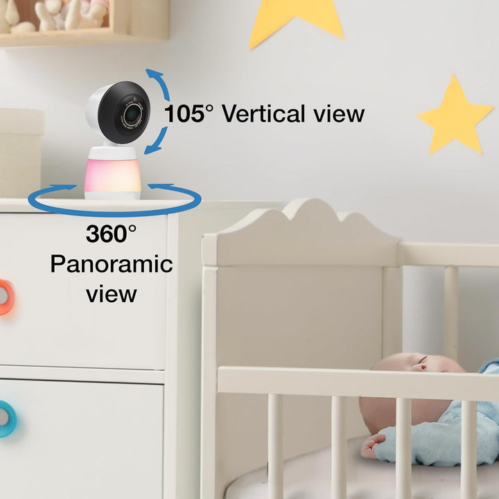 Smart Wifi Baby Monitor, 2K CMOS Sensor Camera, 5.5-Inch HD IPS Screen, Clear Infrared Night Vision, Pan-Tilt, 24X Zoom, 2-Way Talk, Multi-Color Night Light, Soothing, Free App: Smart HD Plus