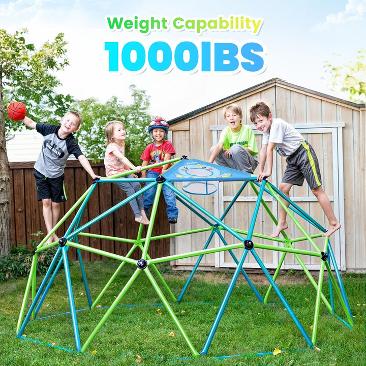10FT Climbing Dome, Experience Ultimate Fun with the 2025 Upgraded Decagonal Geo Dome Climber - Supports 1000LBS Outdoor Playset and Easy Assembly Play Equipment for Kids (Turquoise, 10FT)
