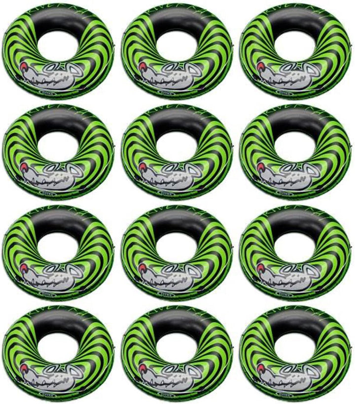 River Rat 48 Inch Inflatable Vinyl Towable Boat Floating Tube Raft for Swimming Pool and Lake in Green Rat or Graffiti Rat Design, Color Varies
