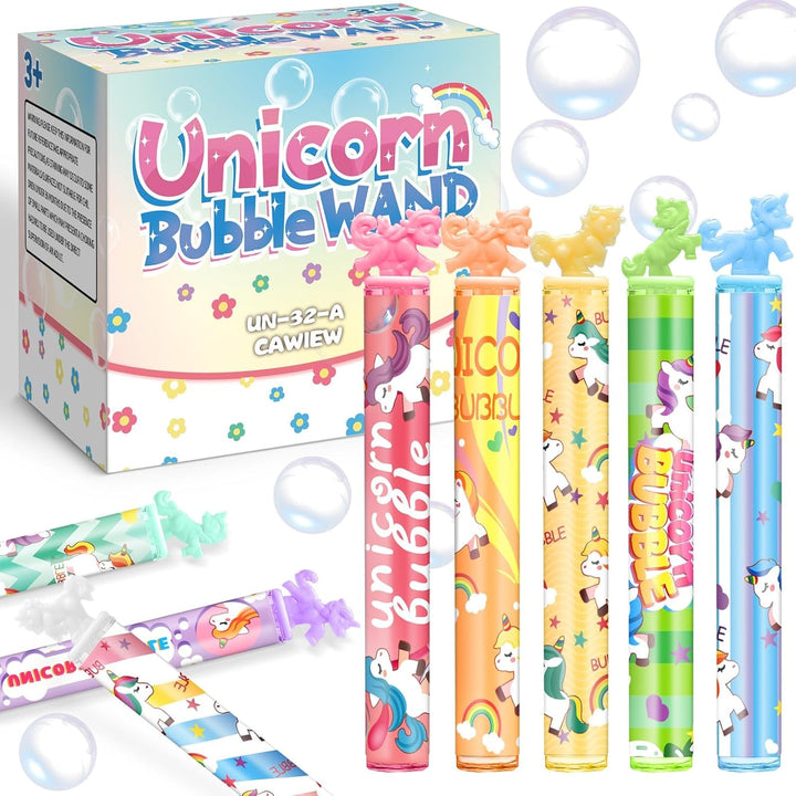 32 Piece Mini Unicorn Bubble Wand with Gift Box, Pastel Unicorn Party Favors for Kid, Toddler Girl Birthday Parties Decoration, Goodie Bag Stuffers Supplies, Bubbles Gift Toy Bulk, Carnival Prizes
