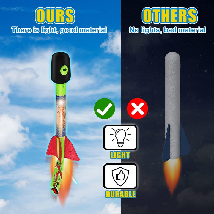 Toy LED Light up Rocket Launcher for Kids Indoor Outdoor Game Toys Foam Rockets Birthday Toys for Kids Toddler Boys Girls Age 3 4 5 6 + Years Old