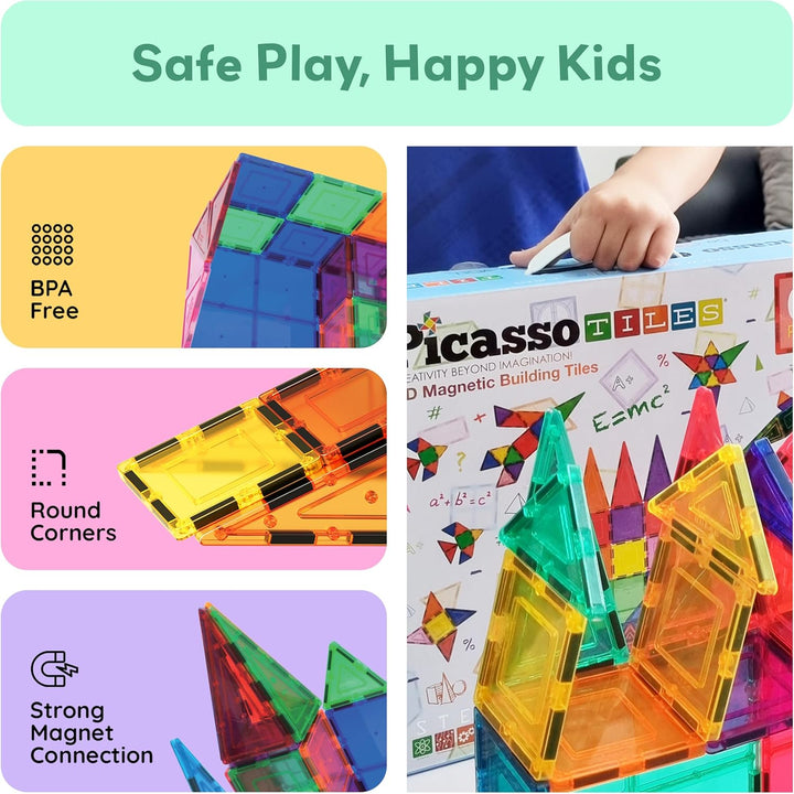 100 Piece Set 100Pcs Magnet Building Tiles Clear Magnetic 3D Blocks Construction Playboards, Creativity beyond Imagination, Inspirational, Recreational, Educational Conventional