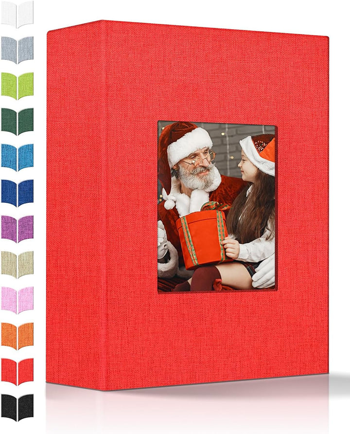 Photo Album 4X6 with 300 Pockets,Slip-In Picture Albums,Linen Cover Memory Book with Front Window,White Page Vertical Photo Book for Wedding,Family,Anniversare,Baby,Vacation