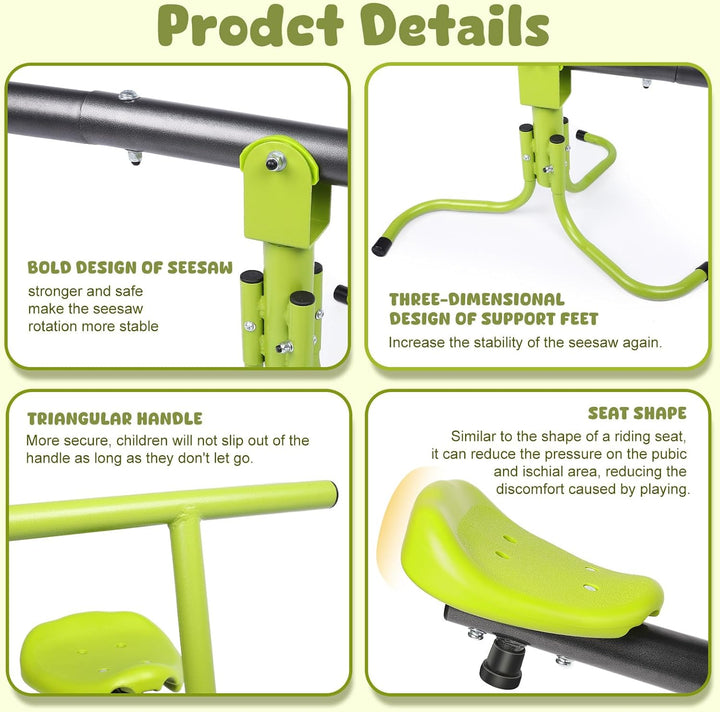 Seesaw for Kids Ages 3-8 | Toddler Teeter Totter with 360° Swivel | Indoor & Outdoor Playground Equipment | Sit and Spin Seesaw | Durable outside Toys for Children Age 2 3 4 5 6 7 8