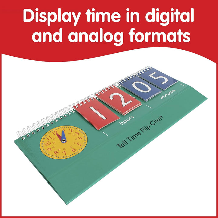 Time Flip Chart - Teaching Clock for Kids - Learn to Tell Time with Analog and Digital Formats