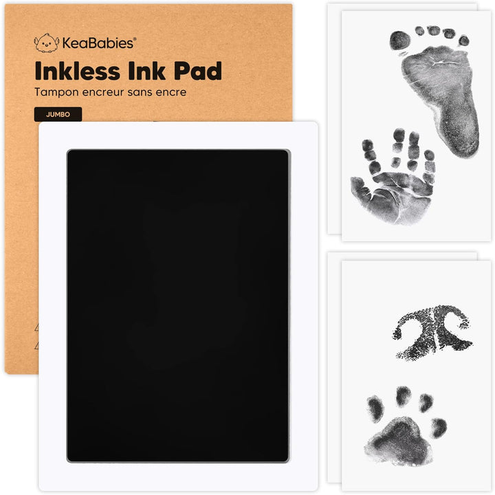 4-Pack Inkless Baby Hand and Footprint Kit - Mess Free Ink Pad for Newborn Keepsake, Dog Nose & Paw Print Kit, Clean Touch Ink Pad for Baby Hand & Footprints, Ideal New Mom Gifts (Jet Black)