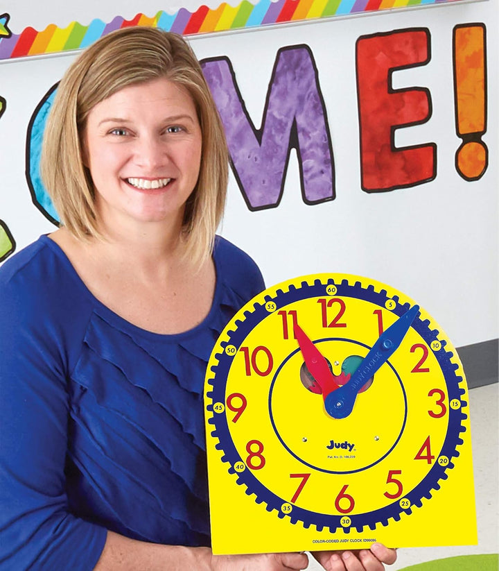 13" X 12" Judy Clock, Time-Telling Teaching Clock for Kids, Classroom Clock for Teaching Time, Analog Clock, Teaching Clock for Classroom or Home School, Kindergarten to 3Rd Grade