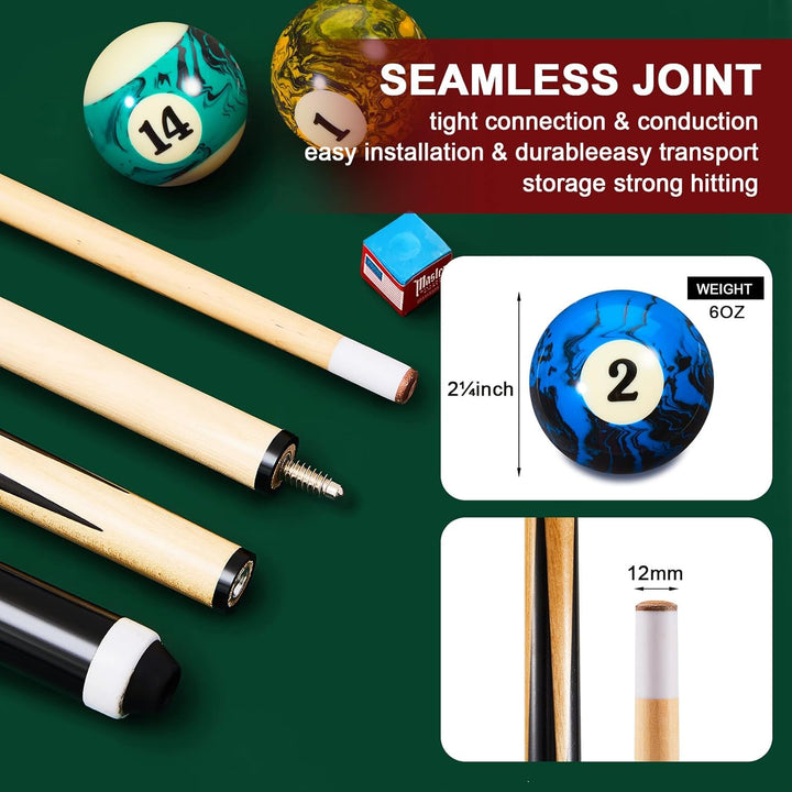 71Pcs Pools Table Accessories Billiards Balls with Triangle Stand Pool Cue Chalks Cue Spot Sticker Brush