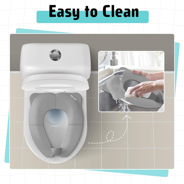 Travel Potty Seat for Toddler & Kid,  Portable Potty Seat with Storage Bag, Foldable Potty for Toddler Travel, Non-Slip Potty Training Toilet Seat Cover with Splash Guard (Grey)