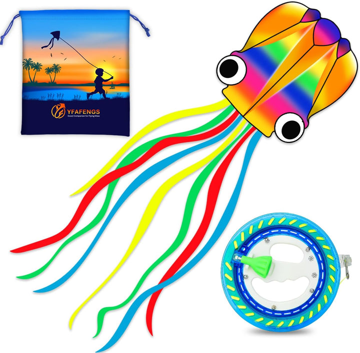 Large Octopus Kites for Kids & Adults,Big Kite for Beginners, Kites for Kids Ages 4-8,Outdoors Activities with Line and Handle