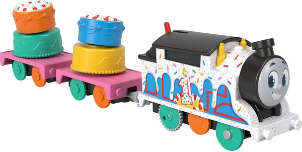 Motorized Toy Train, Wobbly Cake Thomas Engine with Cargo Cars & Pieces for Pretend Play Preschool Kids Ages 3+ Years